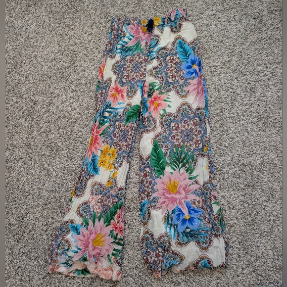 💘 Johnny Was Yasmin Easy Floral Wide Leg Pant Boho Tropical Resort Beachwear - Picture 2 of 4